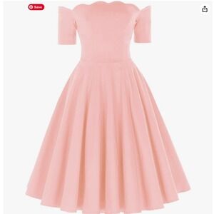 Pink Fit‎ and Flare Scallop Short Sleeve Dress Smocked back XL